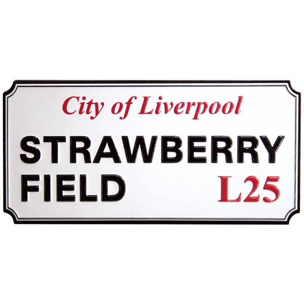 Rock Off Strawberry Field Liverpool Sign Embossed Fridge Magnet White/Black/Red One Size