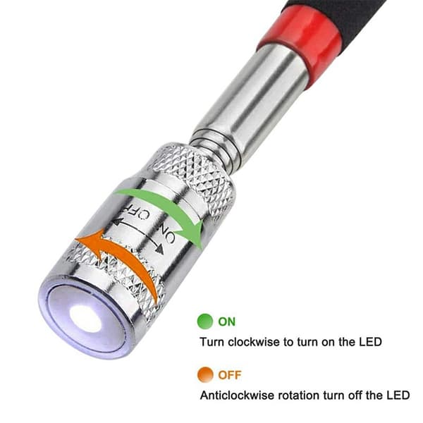 LED magnetisk jern pickup verktøy teleskopisk forlengelsesstang med lys