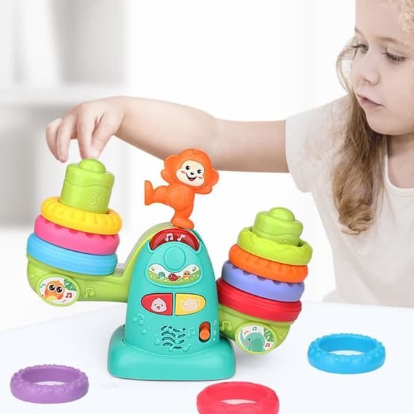 TD® Pedagogiska leksaker för barn 0-3 år baby stapling koppar engelsk version regnbåge plast balansring