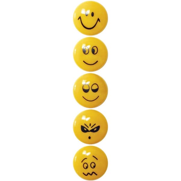 Magneter för brädor 29mm 5st Smiley Faces Fun&Joy