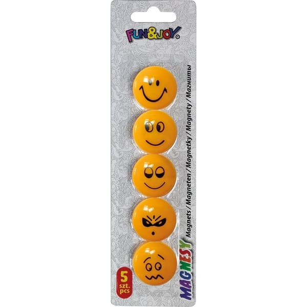 Magneter för brädor 29mm 5st Smiley Faces Fun&Joy