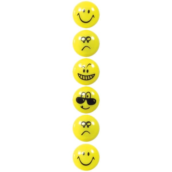 Magneter för brädor 29mm 6st Smiley gul Fun&Joy