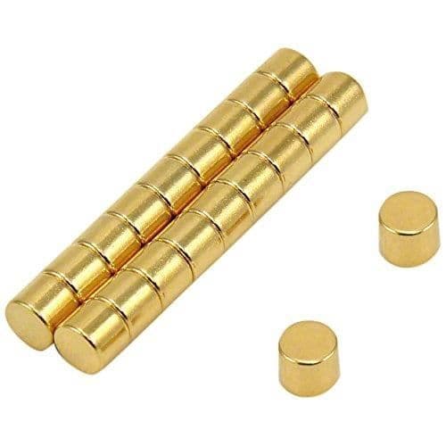 Magnet Expert ® 5mm diameter x 4mm N35 neodym magnet, 0,66kg hållkraft, guldpläterad, paket med 20 - F0504G-20