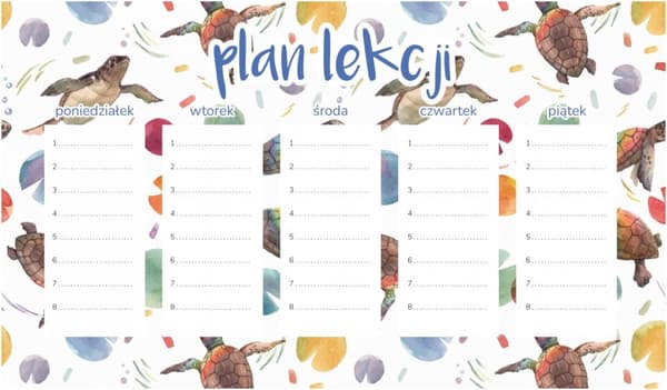 Magnetisk lektionsplan akvarel vandskildpadder 30x17,5 cm