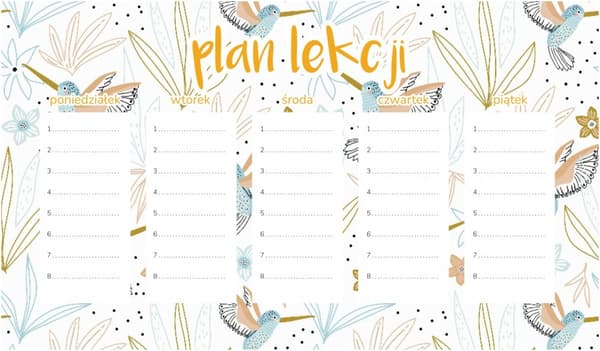 Magnetisk lektionsplan Blomster og kolibrier 30x17,5 cm