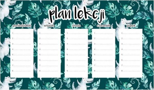 Magnetisk lektionsplan Krokodiler och Monstera 30x17,5CM