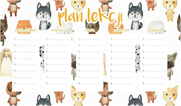 Magnetisk lektionsplan akvarell hundar 30x17,5 cm