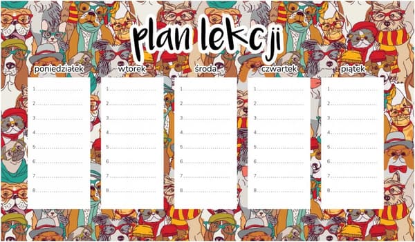 Magnetisk lektionsplan Färgglada hundar och katter 30x17,5 cm