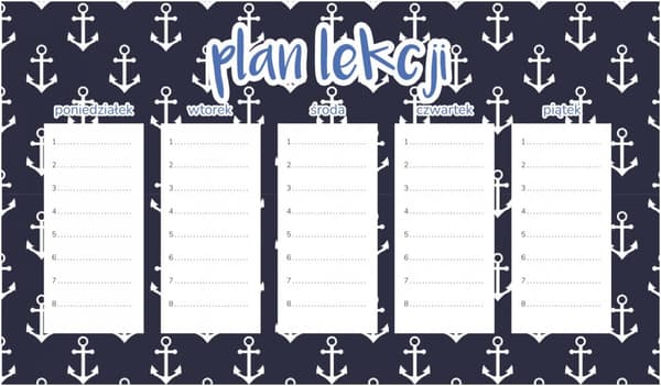 Magnetisk lektionsplan Vita ankare 30x17,5 cm