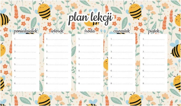 Magnetisk lektionsplan med glade bier 30x17,5 cm
