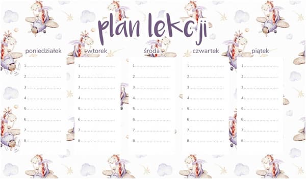 Magnetisk lektionsplan giraf i et fly 30x17,5 cm