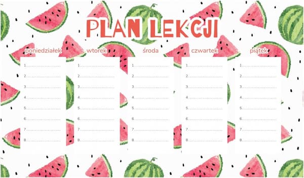 Magnetisk lektionsplan akvarell vattenmeloner 30x17,5 cm