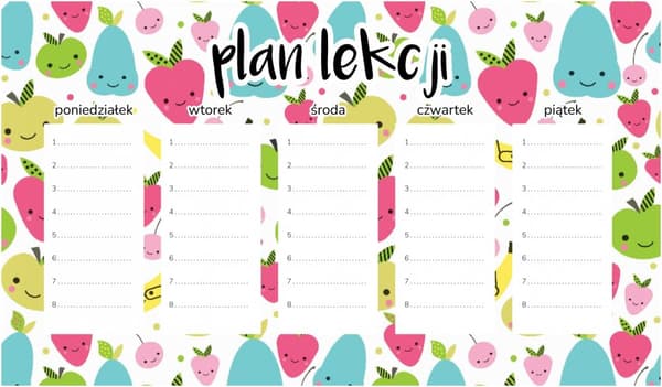 Magnetisk lektionsplan med glædesfyldte frugter 30x17,5 cm