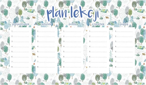 Magnetisk lektionsplan Lejr i skoven 30x17,5 cm