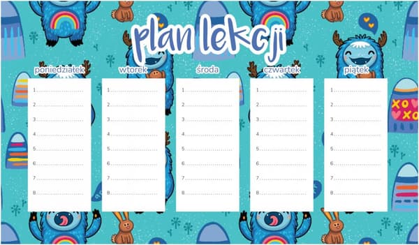 Magnetisk lektionsplan Sweet Yeti 30x17,5CM