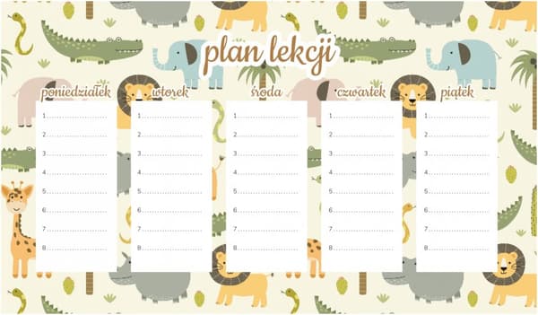 Magnetisk lektionsplan Varm Safari 30x17,5CM