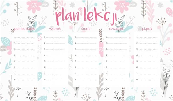 Magnetisk lektionsplan med fine blomster og grene 30x17,5 cm