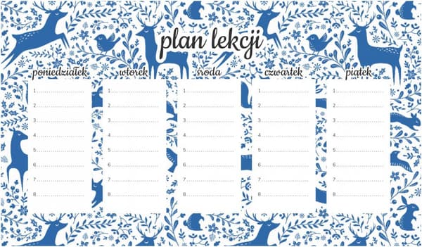Magnetisk lektionsplan Blå skog 30x17,5 cm