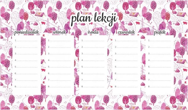 Magnetisk lektionsplan rosa trä 30x17,5 cm