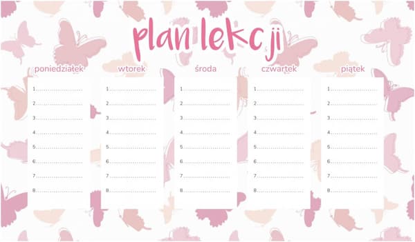 Magnetisk lektionsplanering med fina rosa fjärilar 30x17,5 cm