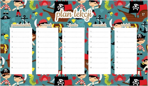 Magnetisk lektionsplan Pirater 30x17,5CM