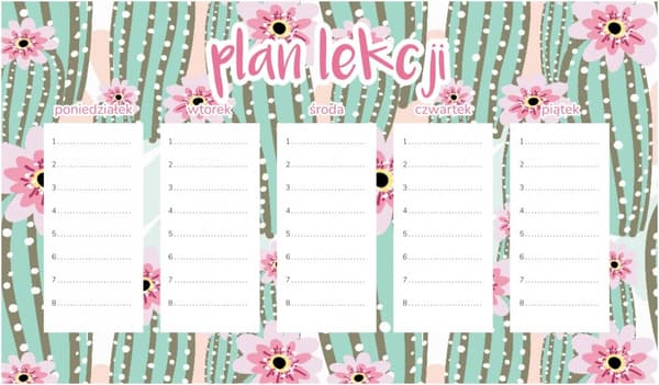 Magnetisk lektionsplan Rosa kaktusar 30x17,5 cm
