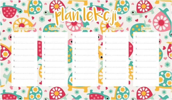 Magnetisk lektionsplan med färgglada sköldpaddor för barn 30x17,5 cm