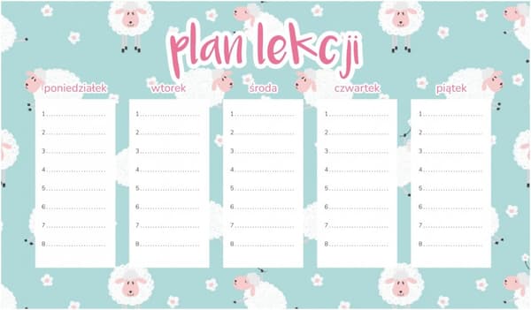 Magnetisk lektionsplan för barn söta får 30x17,5 cm