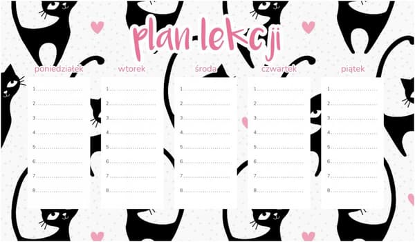 Magnetisk lektionsplan Sorte katte 30x17,5 cm
