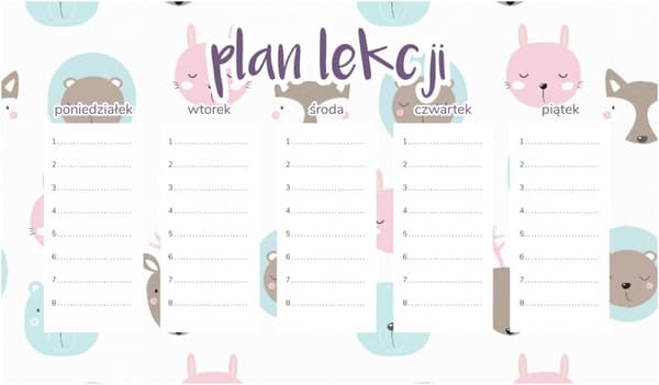 Magnetisk lektionsplan Pastelldjur 30x17,5CM