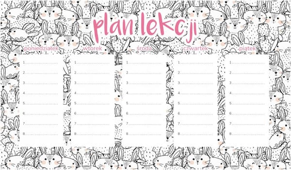 Magnetisk lektionsplan sjove sorte og hvide kaniner 30x17,5 cm