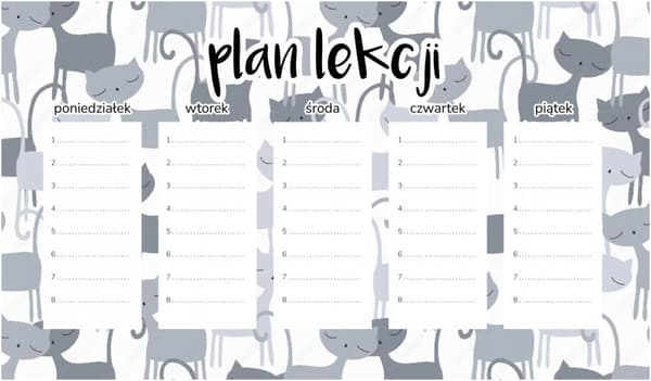 Magnetisk lektionsplan grå katte 30x17,5 cm