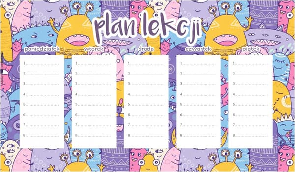 Magnetisk lektionsplan för barn söta monster 30x17,5 cm