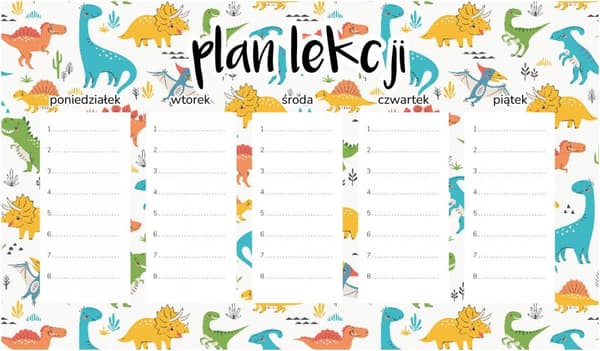 Magnetisk lektionsplan för barn Leende dinosaurier 30x17,5 cm