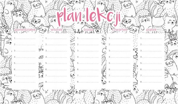 Magnetisk lektionsplanpakke med katte 30x17,5 cm