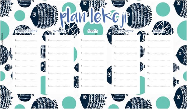 Magnetisk lektionsplan för barn abstrakt fisk 30x17,5 cm