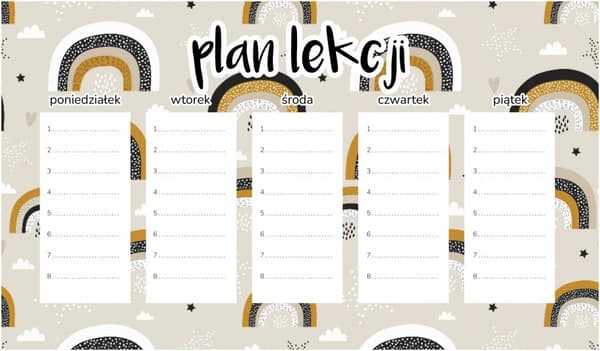 Magnetisk lektionsplan til børn med minimalistiske regnbuer 30x17,5 cm