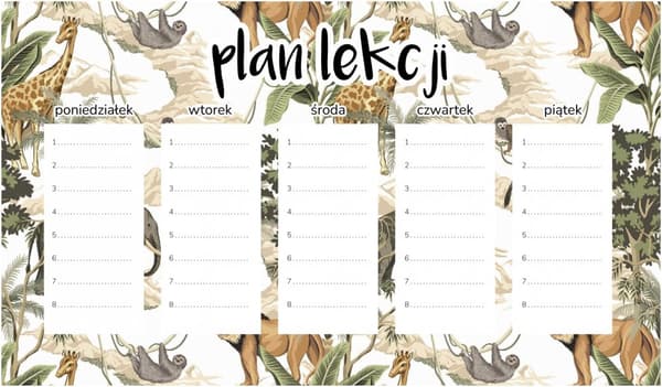 Magnetisk lektionsplan Exotisk Safari 45x26CM