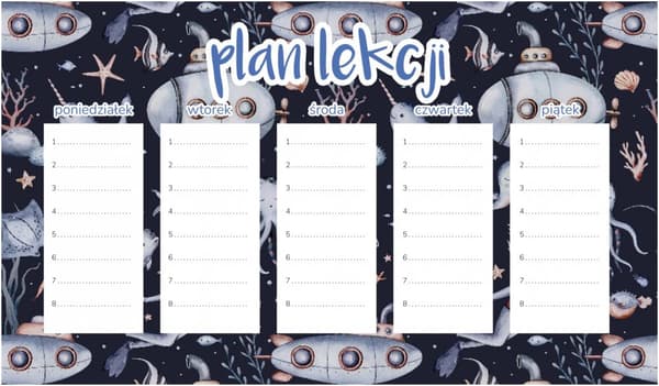 Magnetisk lektionsplan dykning med delfiner 45x26CM