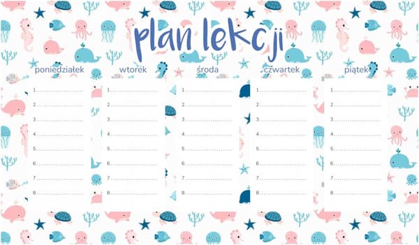 Magnetisk lektionsplan Havsdjur 45x26CM