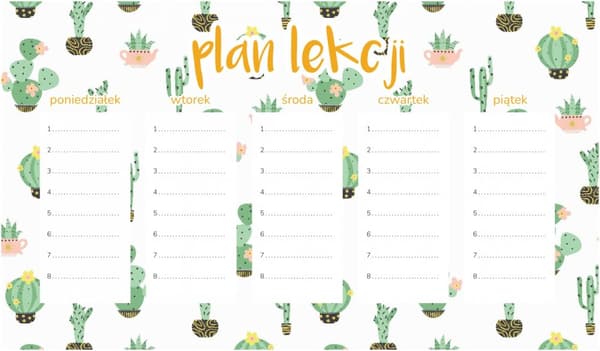 Magnetisk lektionsplan Minimalistiska kaktusar 45x26CM