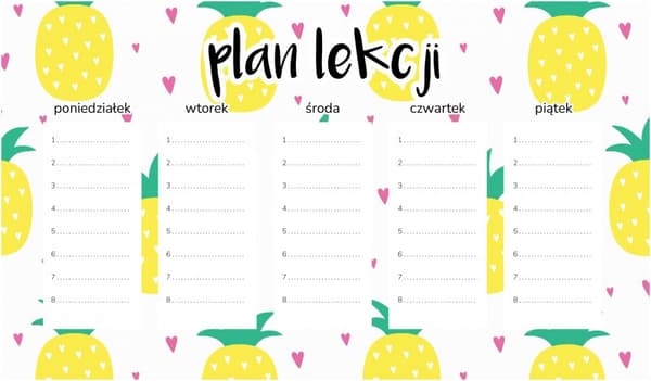 Magnetisk lektionsplan Ananas i kärlek 45x26CM