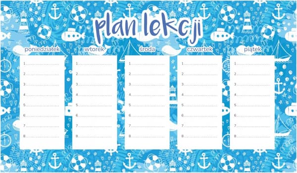 Magnetisk lektionsplan Lille Sømand 45x26CM