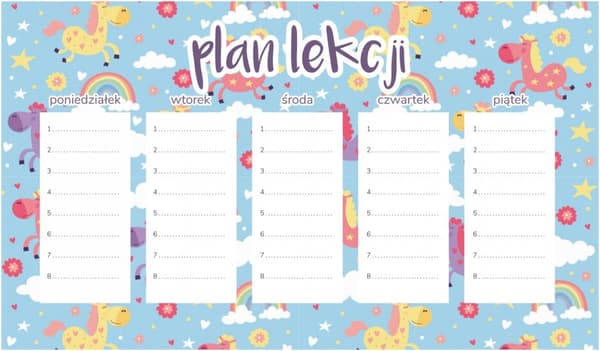 Magnetisk lektionsplan Hoppande ponnyer 45x26CM