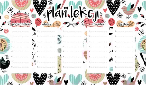 Magnetisk lektionsplan Abstrakta blommor och växter 45x26CM