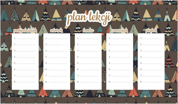 Magnetisk lektionsplanering tecknad tipi 45x26 cm