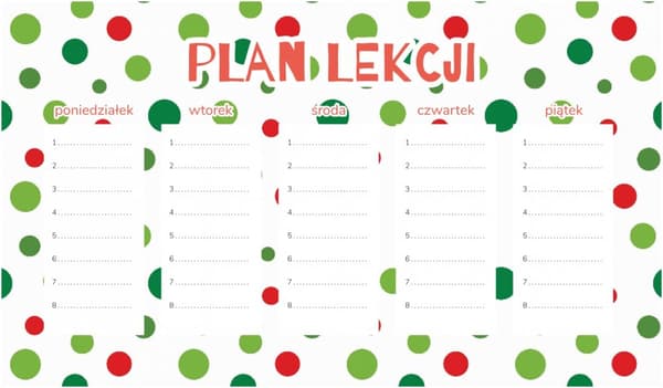Magnetisk lektionsplan med röda och gröna prickar 45x26 cm