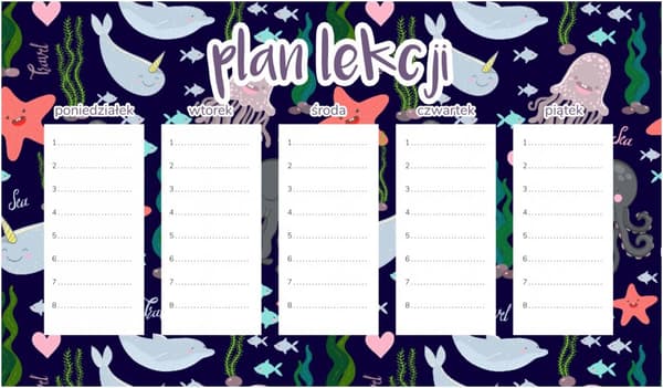 Magnetisk lektionsplan Havliv 45x26CM