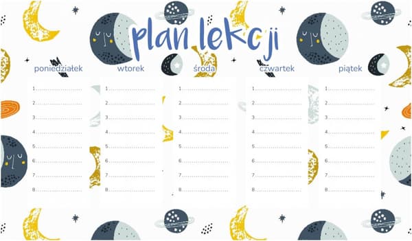 Magnetisk lektionsplan Måne og planeter 45x26 cm