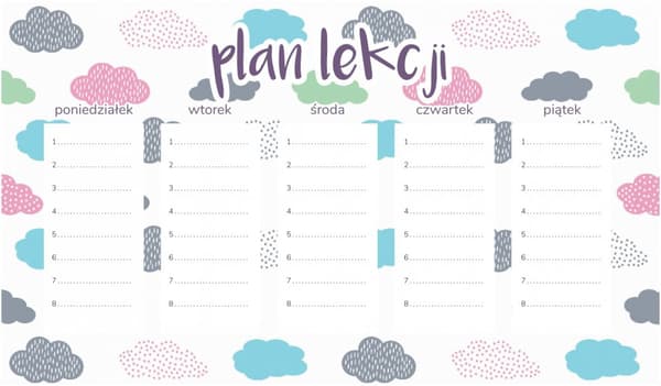 Magnetisk lektionsplan Pastelskyer 45x26CM